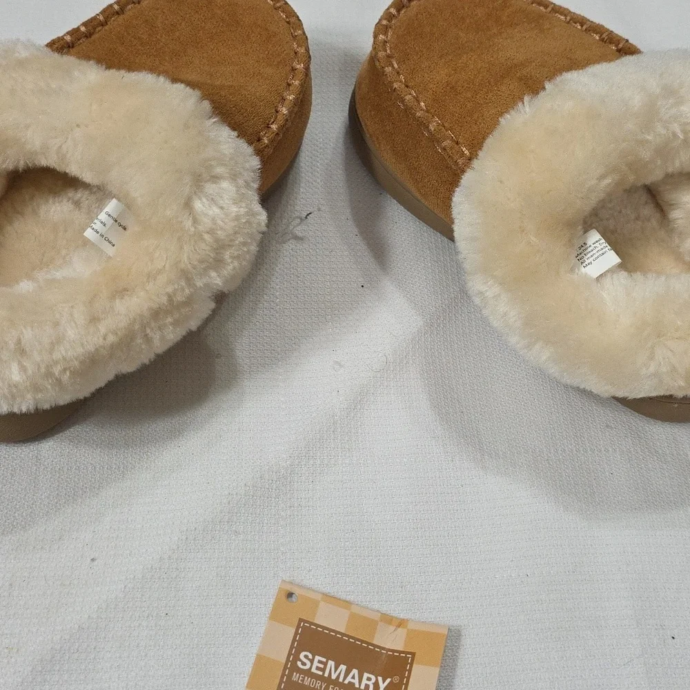 NWT Semary Kids Toddlers Memory Foam Faux Fur-Lined Slippers Sz EU 24.5/US 7.5-8